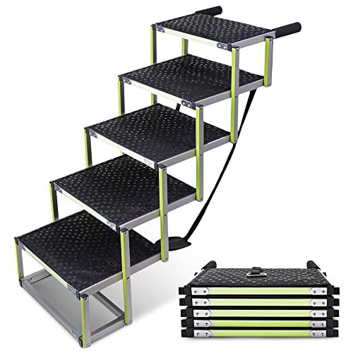 PRIORPET Dog ramps for Small & Big Dogs Glow in The Dark Marking - Gentle on The Joints Foldable car ramp - Dog Steps Suitable for Medium Cars - Non-Slip Surface - Dog Stair 5 Steps