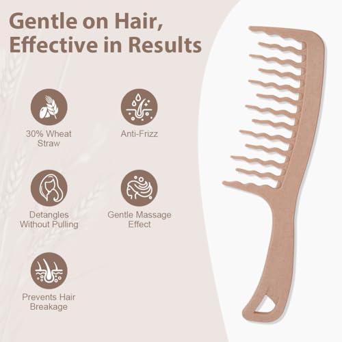 AUYAO Grobzinkenkamm Entwirrkamm Kamm mit Groben Zinken Pflegekamm Lockenkamm Breite Kamm Zahnkämme Breiter Zahnkamm Wide Tooth Comb Grobzinkenkamm für Verknotete/Lockiges/Krauses/Nasse/Feines Haare-B