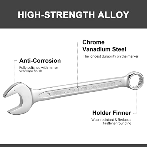 Image of Jetech 26mm Combination Wrench, Metric 12-Point Chrome Vanadium Steel Spanner, Industrial Grade with 15-Degree Offset, Sand Blasted Finish, Heat-Treated Forged Tool