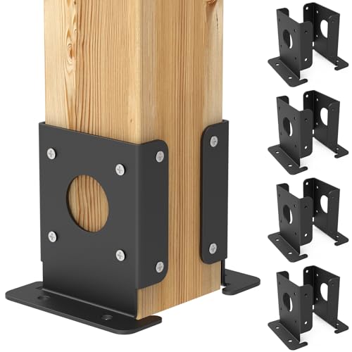8 Pcs Adjustable 4x4 Wood Fence Pergola Post Base Brackets,Heavy Duty Post Anchor Base Brackets for Deck Pergola Railing Mailbox