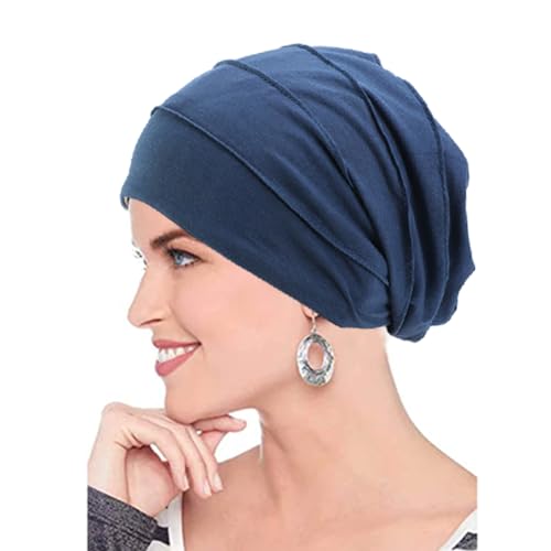 AIDIER Chemo Turban Mütze für Frauen - Sommer Chemo Kopfbedeckung aus Baumwolle - Slouchy Turban für Haarausfall