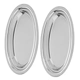 UTHCLO 2個 加厚ステンレス製楕サービングプレート 食品用耐久ディッシュ コンパクトで重ね収納可能 ホテル レストラン 家用に