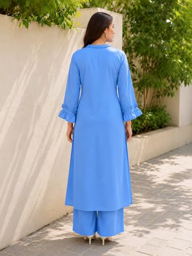 Image of idaLia Rayon Solid A-Line Women Stylish Boat Neck Designer Kurta Set with Pant