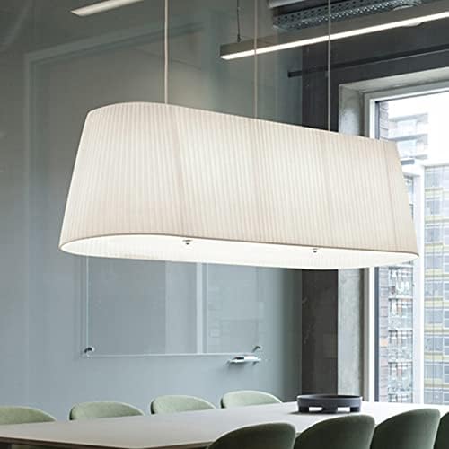 Modern Fabric Chandelier,Linen Fabric Shade,Adjustable Height,Simple Coffee Shop Chandelier,Fixture for Kitchen Foyer Dining Room Entryway Hallway Polished Nickel Finish