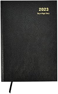 Arpan 2023 Diary, A4 One Day to a Page Diary with Full Page of Saturday & Sunday Hardback Cover (Black)
