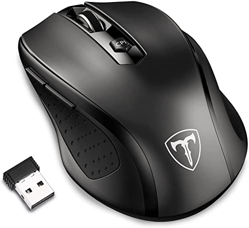 Happy Fit 2.4G Wireless Mouse Portable Mobile Optical Mouse With Usb Receiver, 5 Adjustable Dpi Levels, 6 Buttons For Notebook, Pc, Laptop, Computer, Macbook - Black - New (Single) #TOP3