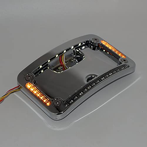Httmt- Motorcycle Chrome Dual Led Laydown Curved License Plate Bracket Tag Holder W/Mount Kit Compatible With 2005-2017 Softail Springer Classic Flstsc/ 2005-2017 Softail Deluxe Flstn [P/N: Mt388A-Cd] #TOP2