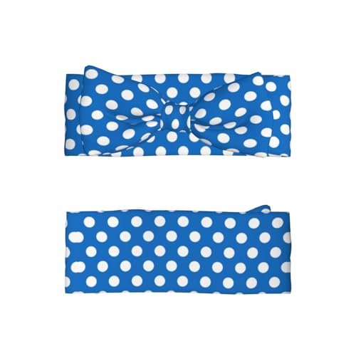 Medium Blue Polka Dot Print Baby Girl Bows Headbands Baby Girls Newborn Headbands Infant Toddlers 0-6 Months2
