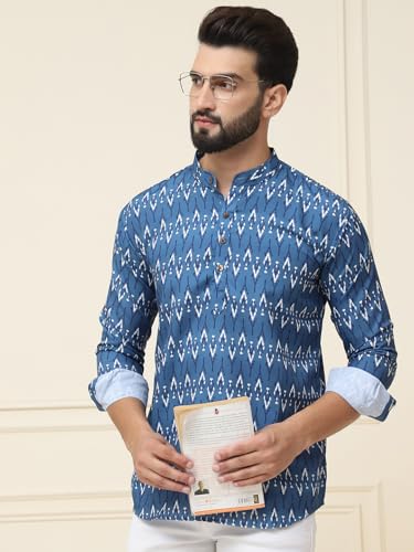 Image of SOJANYA (Since 1958, Men's Pure Cotton Printed ONLY Short Kurta