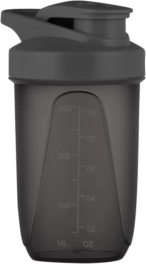 Butelka shaker, shaker białkowy, shaker białkowy z nakrętką, z metalową kulką do mieszania, z uchwytem do izolatów sportowych i koncentratów, 400 ml, czarny
