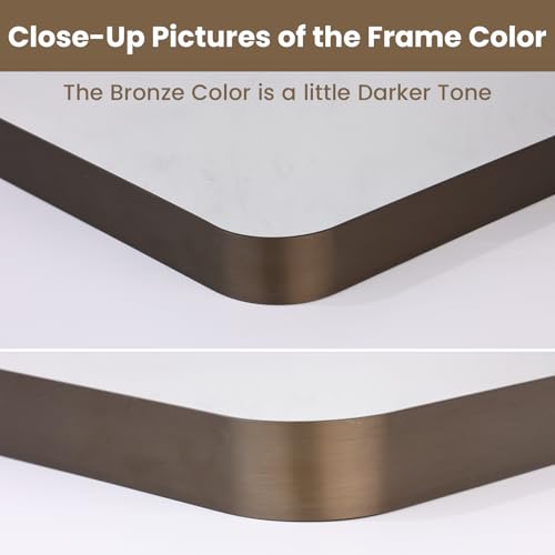 LOAAO 40”X30” Bronze Bathroom Mirrors for Vanity, Rounded Rectangle Brushed Bronze Metal Frame Mirror, Anti-Rust, Tempered Glass, Hangs Horizontally or Vertically