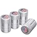 CKAuto American Flag Valve Stem Caps, Aluminum USA Tire Valve Caps, Universal Dust Proof Stem Covers for Cars, Trucks, Bikes, Motorcycles, Bicycles, Corrosion Resistant, 4 Pack(Silver)