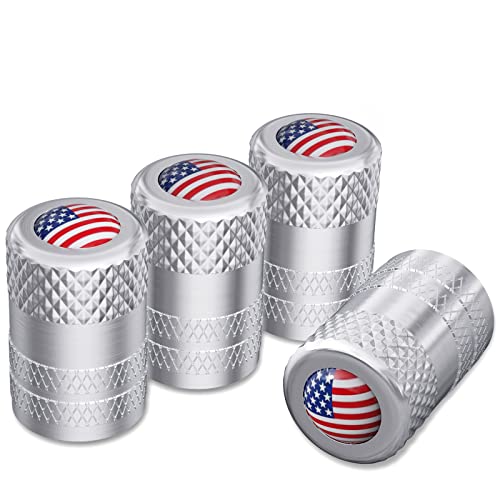 Image of CKAuto Tire Valve Stem Caps, Anodized Aluminum Tire Valve Cap Set | Corrosion Resistant, Universal Stem Covers for Cars Trucks Motorcycles SUVs and Bikes (Silver-US)