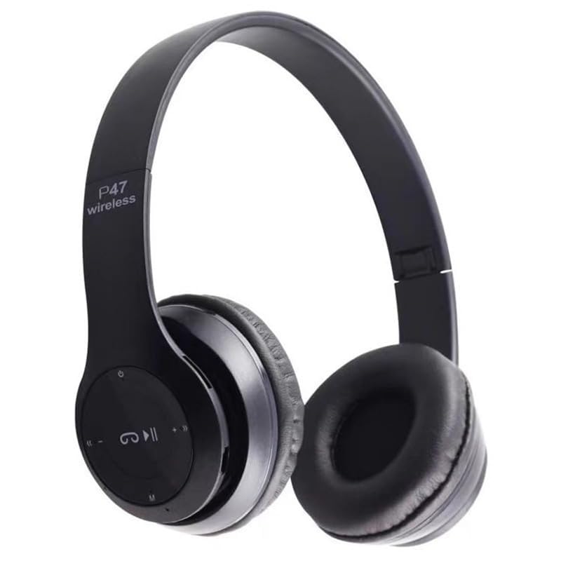 Image of Wireless Bluetooth Over Ear Headphones with Mic Adjustable Headband Stereo Headset Deep Bass & Memory Card Support