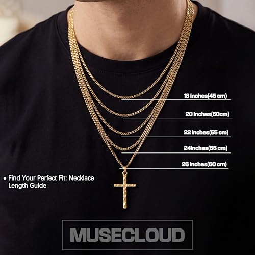 Image of 925 Sterling Silver Cross Necklace for Men Box /Cuban /Figaro Chain