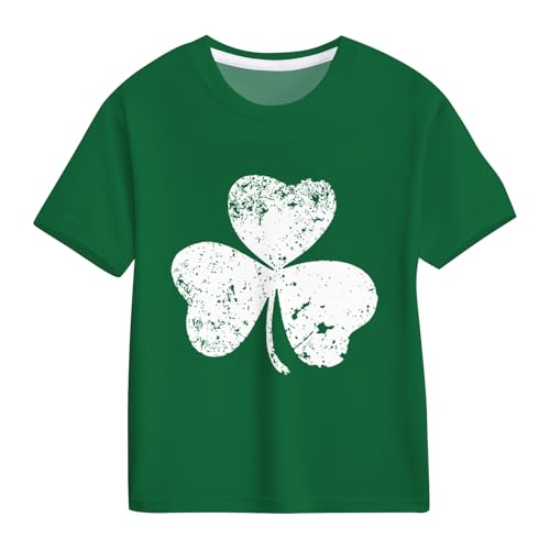 Image of TMSD Unisex Kids St.Patrick's Day T-Shirt Short Sleeve Crew Neck Clover Shamrock Tee 4-14 Years