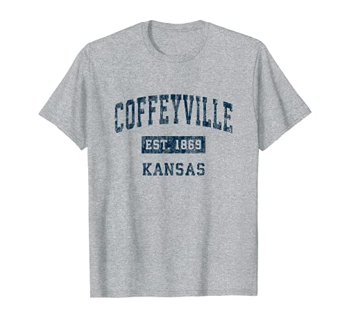 Coffeyville Kansas KS Vintage Sports Design Navy Stampa Maglietta