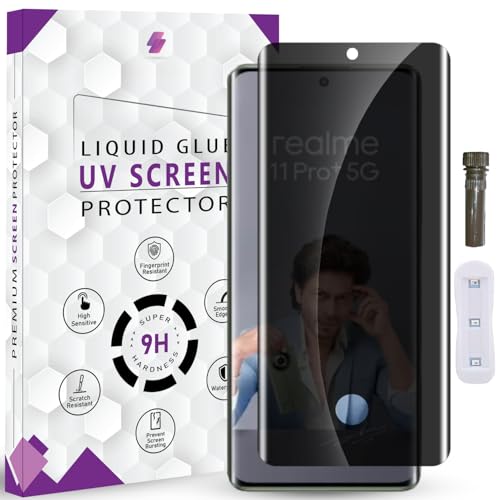 Image of Advanced HD+ UV Privacy Tempered Glass Screen Protector for Realme 11 Pro Plus / 11 Pro (6.7 Inch, Pack of 1) Anti-Spy /Anti-Peeping 9H Hardness Screen Guard with Installation Kit & Guide