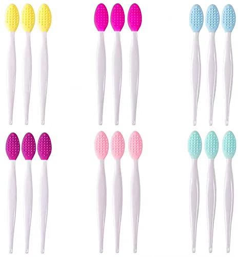 Doromy 18 Pack Silicone Exfoliating Lip Brush Exfoliator Soft Double-Sided Lip Brushes Lip Scrub Soft Cleaning Nose Brush Beauty Tool for Smoother Skin and Fuller Lip Appearance