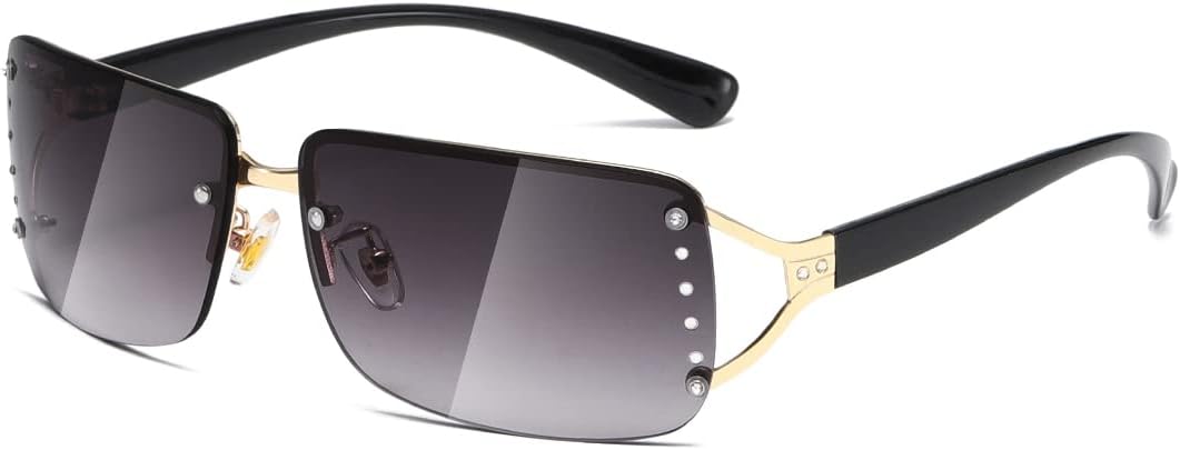 kimorn Rectangle Sunglasses for Women Men Stylish Rimless Frameless Trendy Retro Sun Glasses 90’s Vintage Square Frame K1314