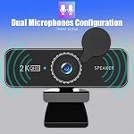 1440P HD Webcam Computer Webcam with Microphone USB PC Web Camera 120-degree Wide Angle with Dual Speakers Drive for Recording Calling Conferencing Gaming Compatible with Windows Vista iOS