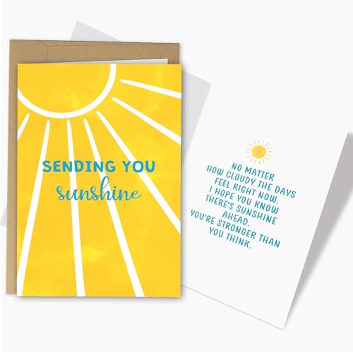 RYYike Thinking of You Card for Men Women, Encouragement Card Gift for Friends Coworker, Sympathy Cards for Family Sister Brother, Sending You Sunshine