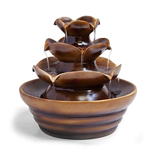 SereneLife Desktop Waterfall Fountain (3-Tier) | Cascading Tabletop Water Decoration | Indoor, Outdoor, Patio or Garden Use (Sltwf10)