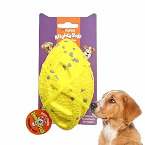 BarkButler x FOFOS Super Durable Rugby Ball Dog Toy – Yellow, Lightweight, Floatable Dog Toys for Puppies, Dog Toys for Large Dogs to Small Dogs (5-30kgs), Toys for Dogs of All Breeds