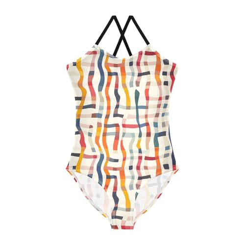 Color Bars Girls One Piece Swimsuits Quick Dry Beach Swimwear Bathing Suit
