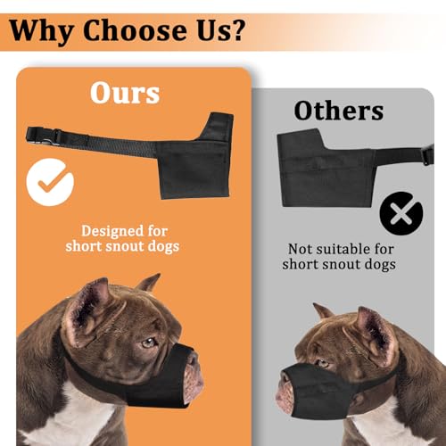 Mayerzon Pitbull Muzzle, Soft Muzzle for American Bully Bulldog Boxers Rottweilers, Anti Fierce Barking Biting Chewing Mouth Guard for Medium Large Short Snout Dogs in Grooming Walking Vet Visits