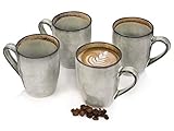 SÄNGER | Kaffeebecher Set Capri aus Steingut, 4-teiliges Kaffeebecher Set, Modernes und Einzigartiges Design | 300 ml