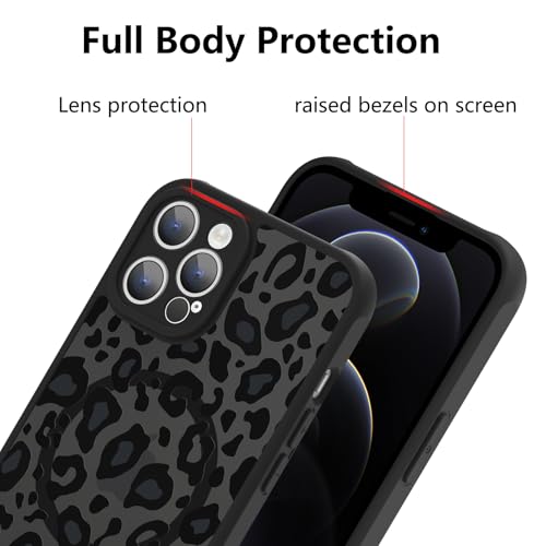 Image of KANGHAR Case for iPhone 12 Pro Max Phone Case Leopard Printed Pattern | Cute Cheetah [Compatible with Magsafe] Protective Magnetic Case for Girls Women Men 6.7 inch