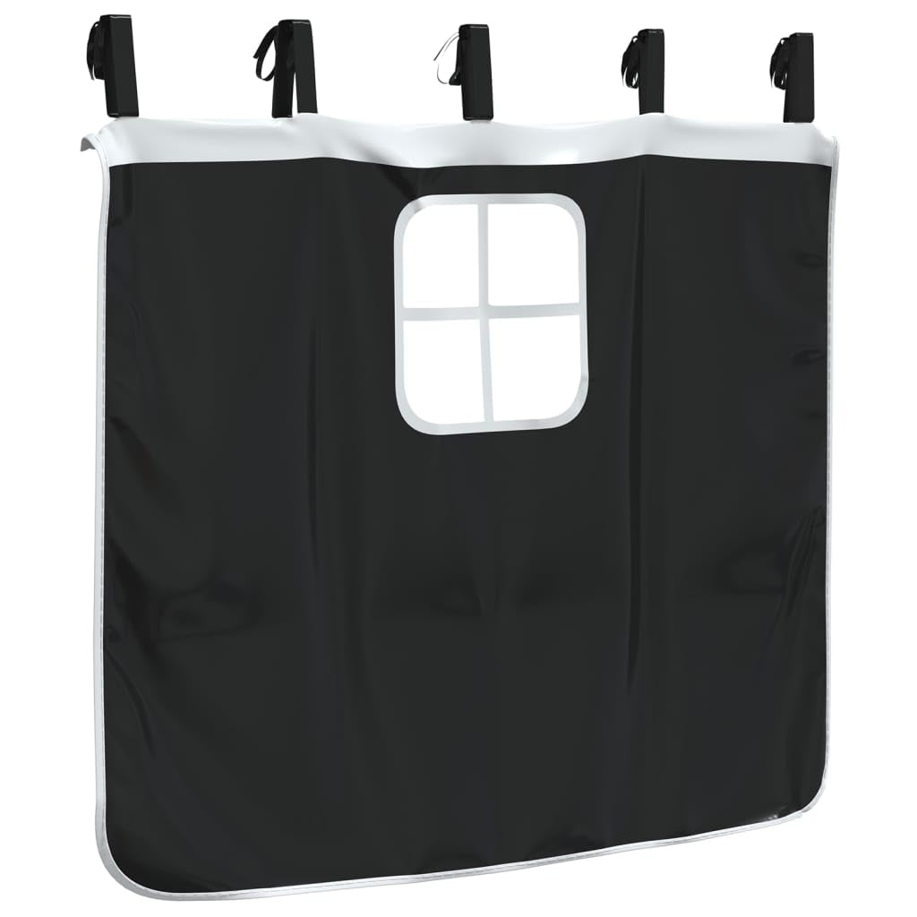 Kinder Hochbett Vorhang Set mit Turm, Spielzelt Aufsatz für Hochbetten, Versteck Spielhöhle für Kinderzimmer, Schwarz Weiß, Polyester Spielhaus Zubehör