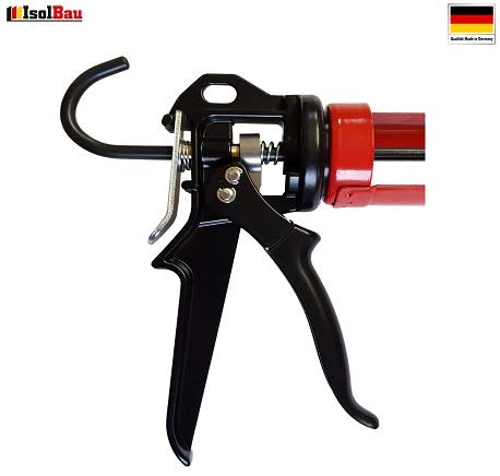 Isolbau Profi Folienkleber Set inkl. HQ Auspresspistole - Bauelastischer 1K Klebe-Dichtstoff zur Verklebung von Kunststofffolie, Dampfbremsen & Dampfsperren - 10 x 450 g