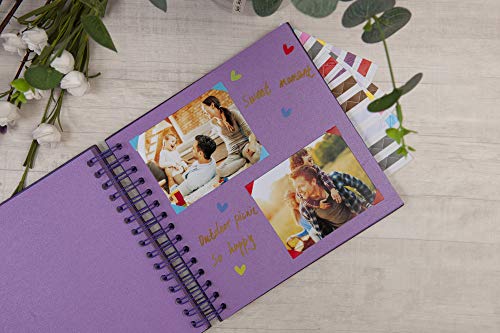 image for YX-1 8 x 8 Inch DIY Scrapbook Photo Album Hardcover Kraft Blank Purple