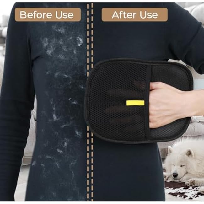 2-in-1 Pet Hair Remover Set - Pet Hair Removal Gloves ¨C Electrostatic Grooming Gloves & Lint Remover Brush to Clean Cat & Dog Hair on Couch, Furniture, Carpet, Rug, Pet Bed, Curtain, & Upholstery-oBaGIdvm