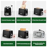 Aigostar Warrior 30JRL – 2-Scheiben Toaster, 7 Toast Bräunung Einstellung, Auftauen, Aufwärmen und Abbrechen Funktionen 750W, Schwarz, BPA frei. EINWEGVERPACKUNG. - 7