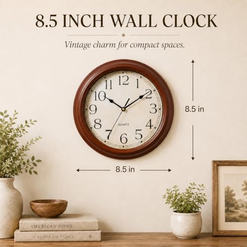 Image of KECYET Wall Clocks Battery Operated Silent Small Vintage (Pumpkin Orange) | Kitchen Living room Analog Home office Bathroom Bedroom