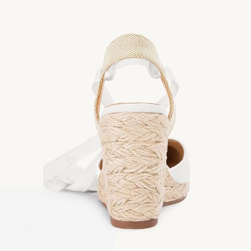 Image of Juliet Holy Womens Lace up Espadrilles Closed Toe Wedges Sandals Strappy Slingback Platform Heels
