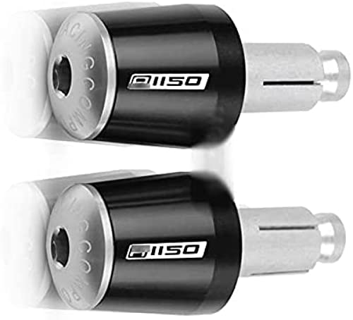 LJCFDC 7/8 « 22mm Guidon de Moto Poignées de tête de Capuchon de Guidon d’extrémité pour B-MW R1150GS R1150RS R1150RT R1150 GS RS RT Décoration d’extrémité de Guidon, Noir Argent