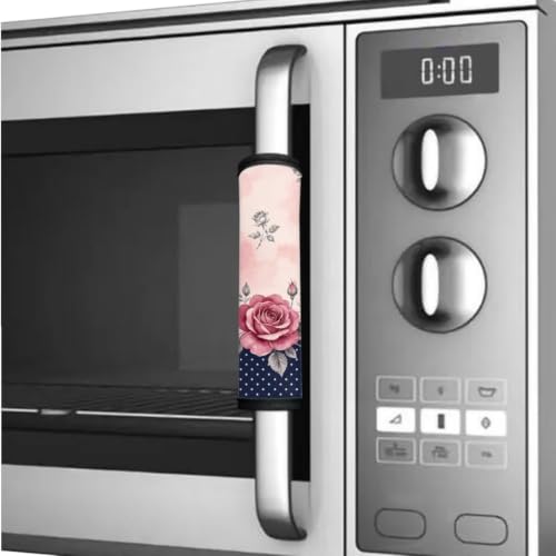 Image of Refrigerator Door Handle Covers Set of 6 Kitchen Electrical Appliance Decor Handles Keep Clean Anti-Slip Fridge Accessories Home Decor, Pink Rose Polka Dots