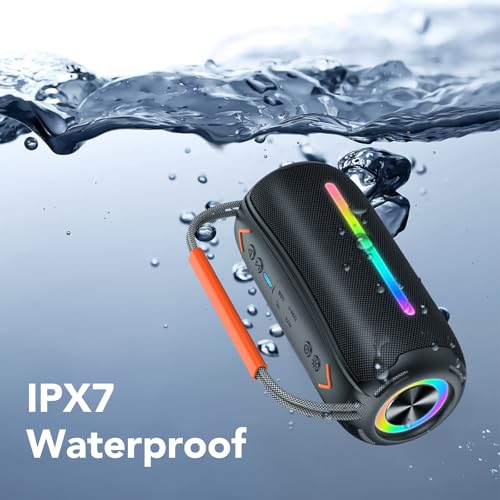Image of aowoka Bluetooth Speaker Portable Wireless Bluetooth Speakers with HD Stereo Sound, BT 5.4 TWS Pairing, IPX7 Waterproof, 30H Battery Life with Led Light for Outdoor /Party /Sport /Travel /Gifts