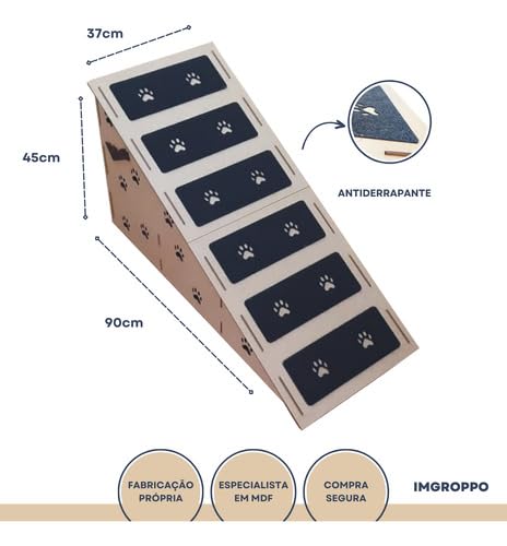 Rampa Escad Pet para Sofá e Cama, MDF, 45 cm, Cru