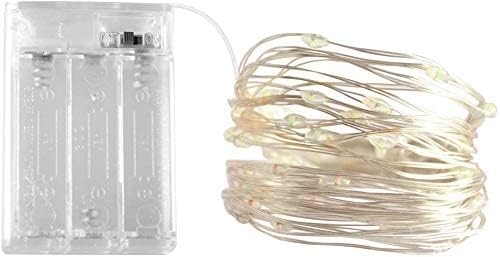 LED String Lights, Battery Operated Fairy Lights with 50 Warm White LEDs on Silver Wire for Bedroom, Party, Wedding