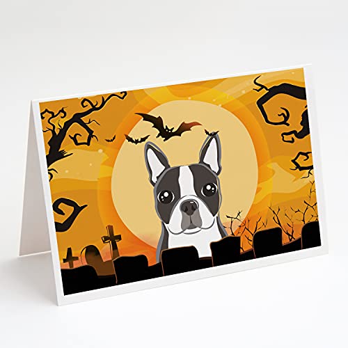 Caroline's Treasures BB1761GCA7P Halloween Boston Terrier Greeting Cards and Envelopes Pack of 8 Blank Cards with Envelopes Whimsical A7 Size 5x7 Blank Note Cards