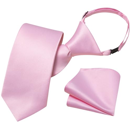 Image of Barry.Wang Boys Ties Pre-Tied Satin Solid Color Kids Tie Pocket Square Set Adjustable Formal Necktie Graduation School