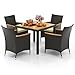 GIANTEX Rattan Gartenmöbel Set, Sitzgruppe Garten Lounge 4 Stühle mit Tisch, Rattan Lounge Möbel Outdoor, Terrassenmöbel Balkonmöbel Set für 4 Personen, Gartengarnitur Sitzgarnitur Garten Essgruppe