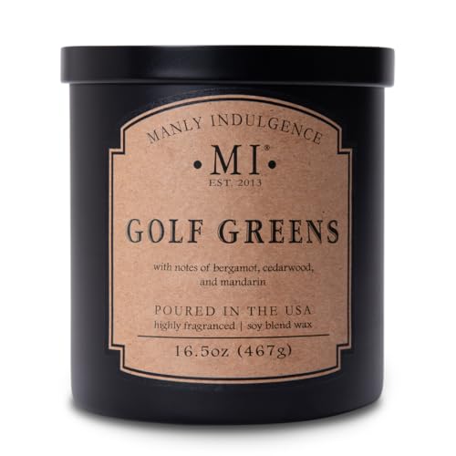 Manly Indulgence Golf Greens Scented Candles for Men, 2 Wick, 16.5 oz, Premium Soy Blend Wax, 60H Burn, Candles for Home Scented - Made in The USA