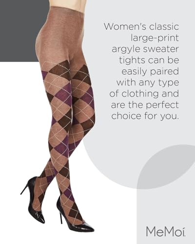 Image of MeMoi Argyle Cotton Sweater Tights for Women, Regular and Plus Size