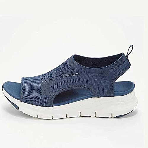 Sandálias esportivas de verão laváveis com tira traseira ortopédica deslizante, confortável de malha